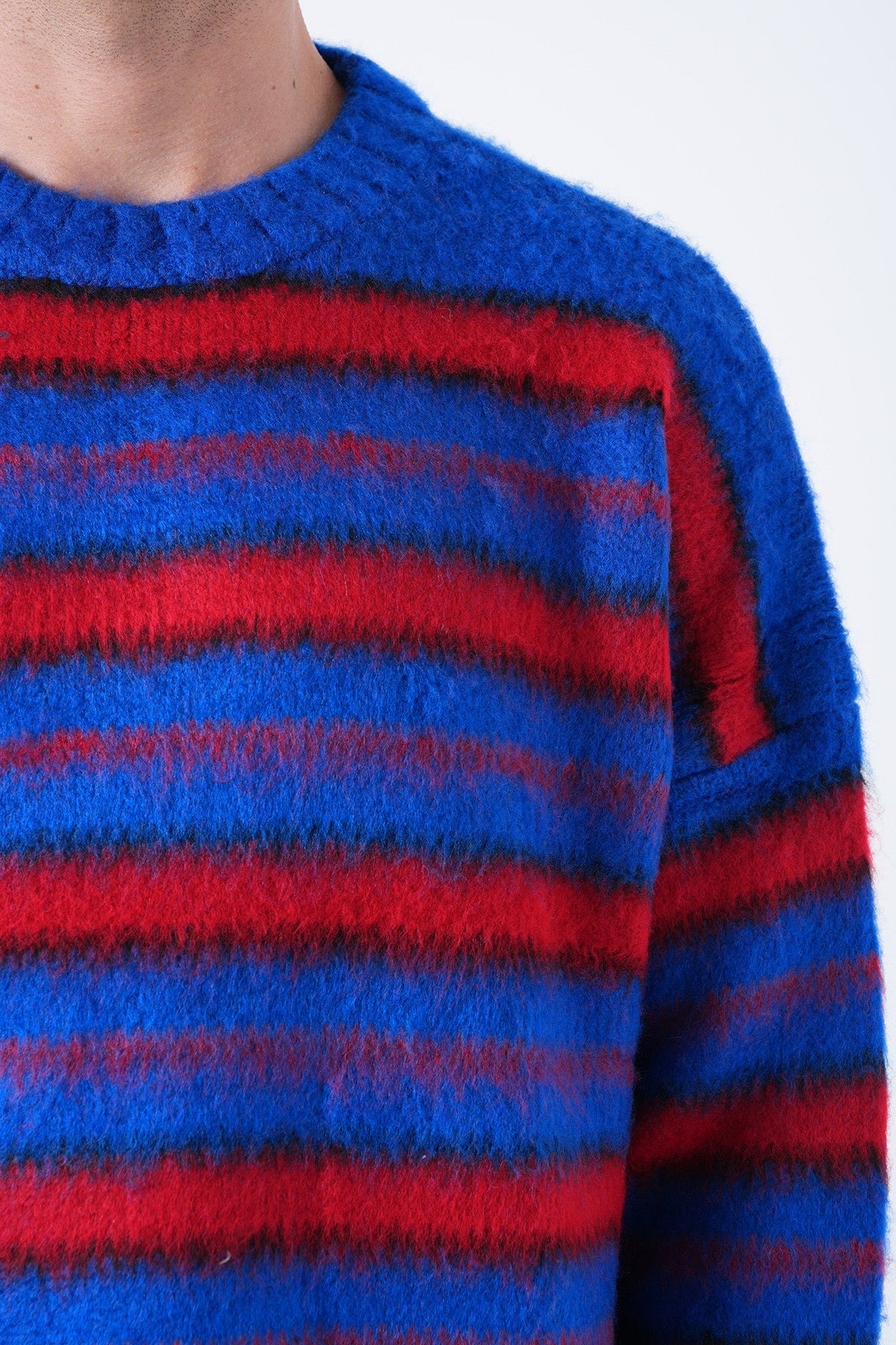 Striped Fuzzy Knit Sweater – Bold Comfort with Modern Edge