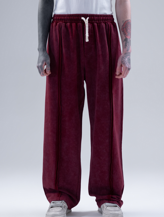 Men's Casual Burgundy Sweatpants with Drawstring