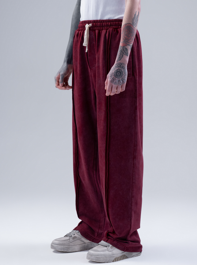 Men's Casual Burgundy Sweatpants with Drawstring