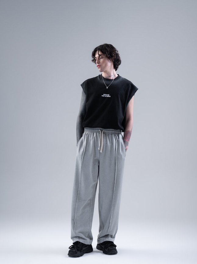 Men’s Casual Grey Sweatpants with Drawstring Waist