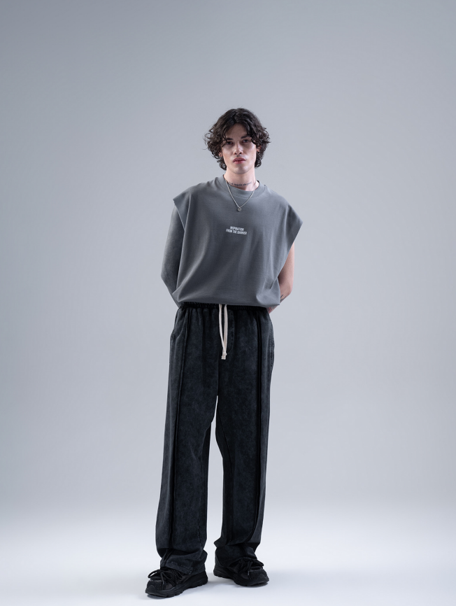 Men's Casual Black Sweatpants with Drawstring Waist