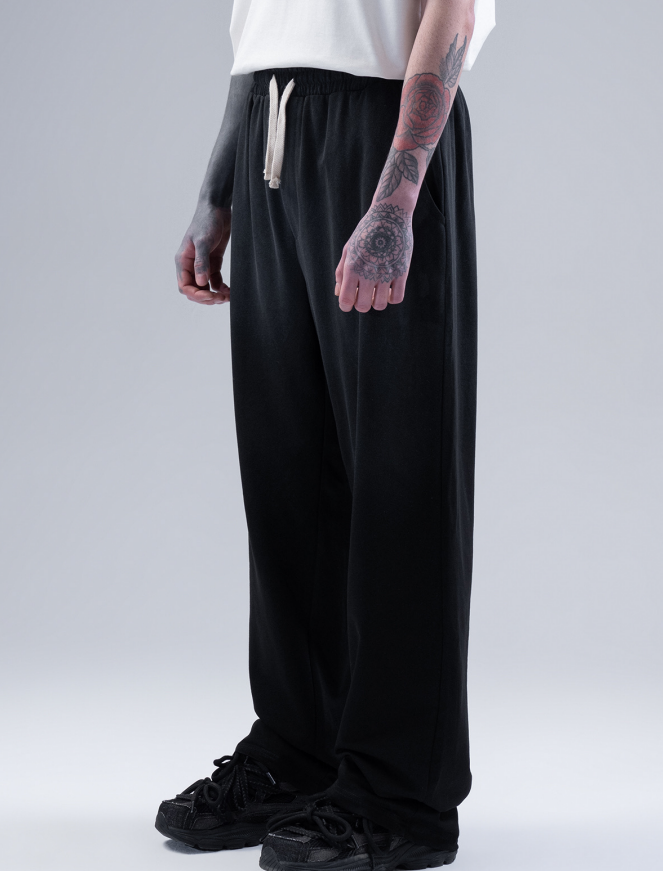 Men's Black Sweatpants with Drawstring Waist