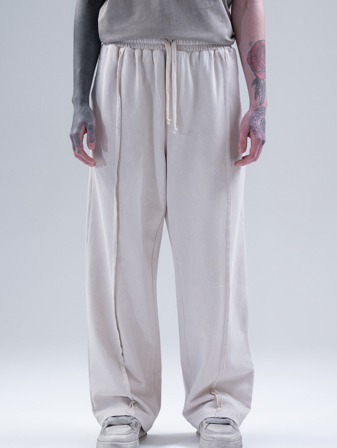 Men's Beige Sweatpants with Drawstring Waist
