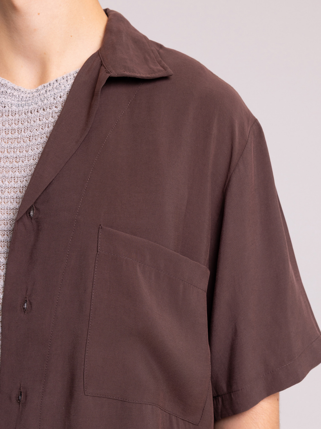 Men's Brown Camp Collar Shirt & Shorts Set