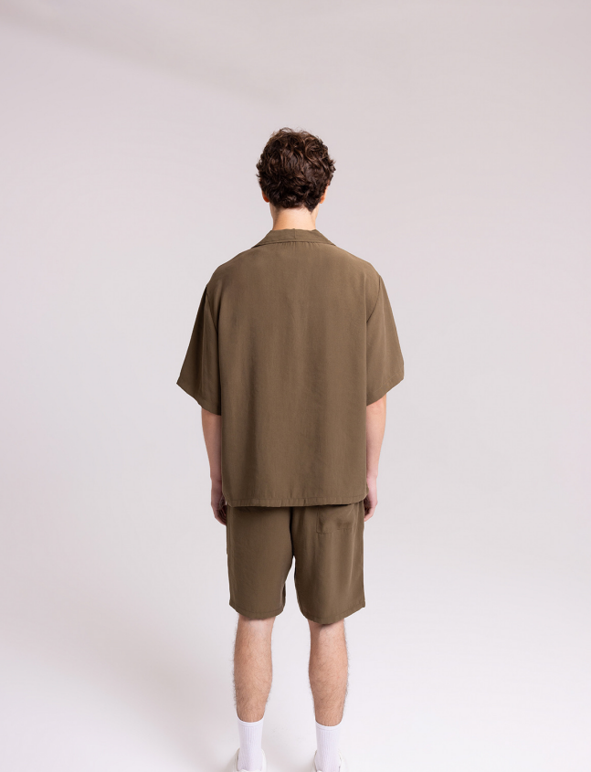 Men's Relaxed Fit Shirt & Shorts Set – Olive