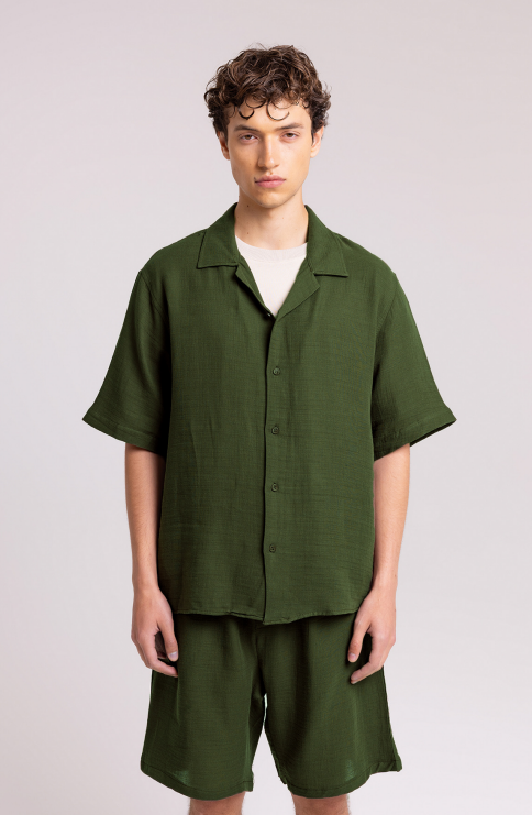 Men's Green Shirt & Shorts Set – Relaxed Summer Fit