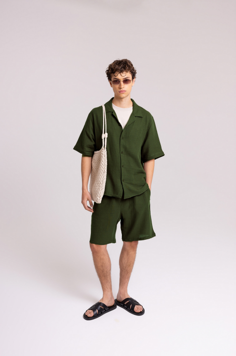 Men's Green Shirt & Shorts Set – Relaxed Summer Fit