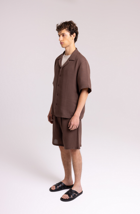 Men's Brown Shirt & Shorts Set – Relaxed Fit Outfit