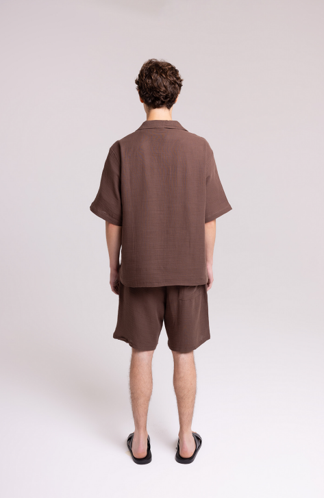 Men's Brown Shirt & Shorts Set – Relaxed Fit Outfit