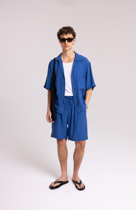 Men's Blue Shirt & Shorts Set – Relaxed Fit Style