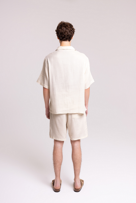 Men's Cream Shirt & Shorts Set – Relaxed Fit Summer