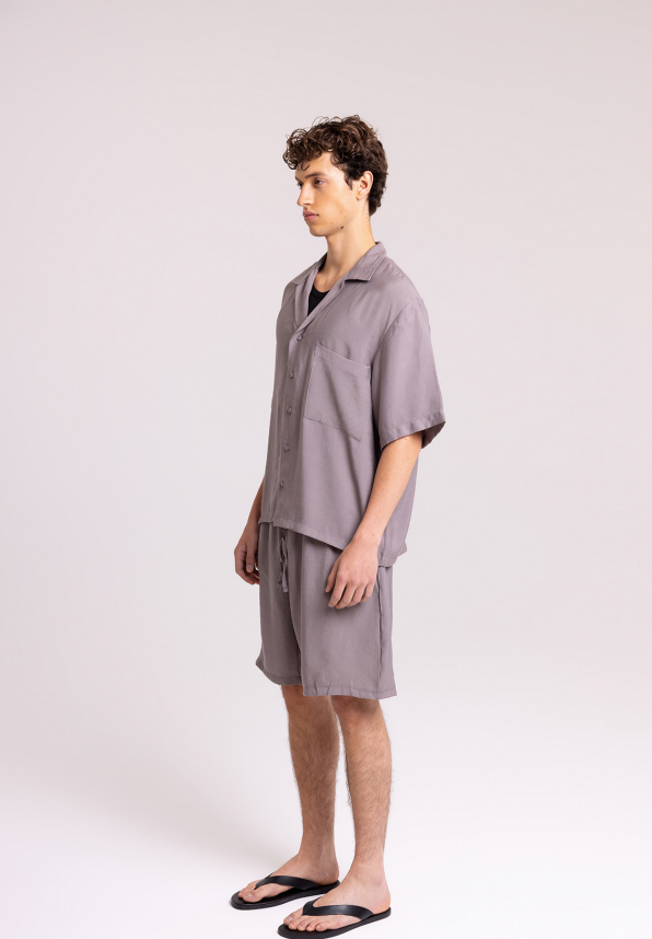 Men's Grey Shirt & Shorts Set – Relaxed Summer Fit