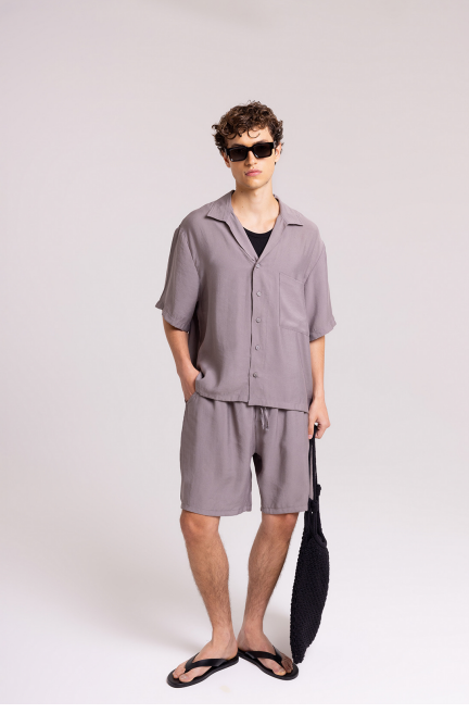 Men's Grey Shirt & Shorts Set – Relaxed Summer Fit