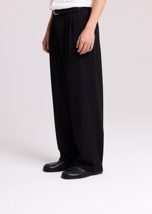 Men's Black Wide-Leg Trousers – Relaxed Tailored Fit