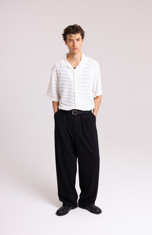 Men's Black Wide-Leg Trousers – Relaxed Tailored Fit