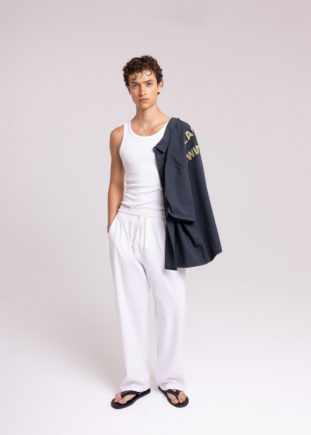 Men's White Drawstring Trousers – Relaxed Summer Fit