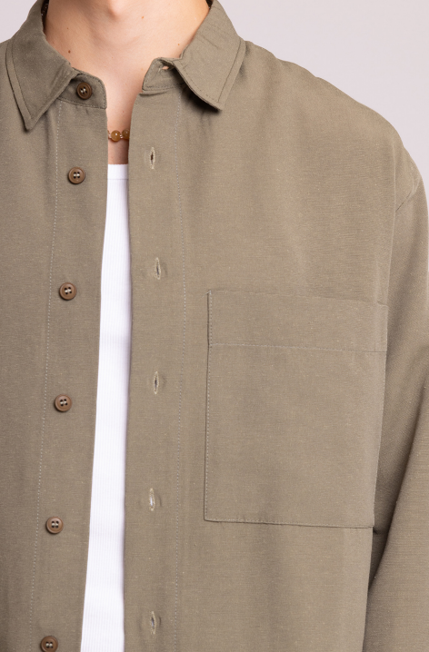 Olive Green Relaxed Fit Long Sleeve Shirt Men’s