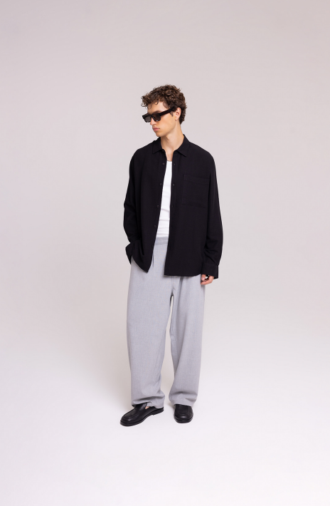 Men’s Classic Black Long Sleeve Button-Up Shirt