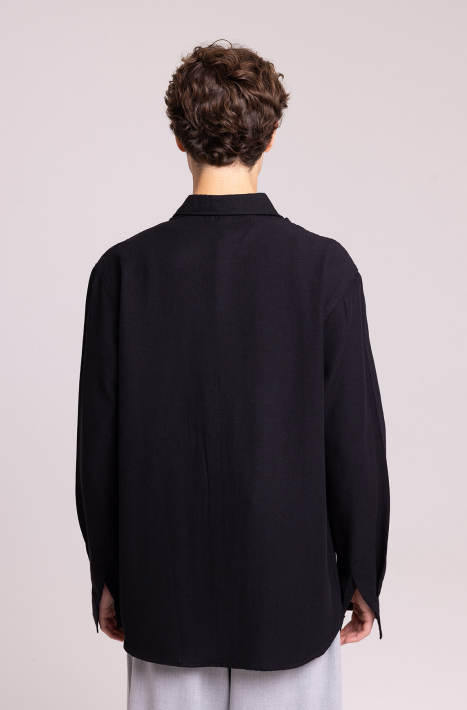 Men’s Classic Black Long Sleeve Button-Up Shirt