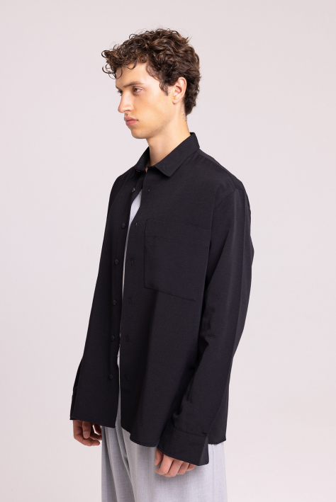 Men’s Black Long Sleeve Shirt – Casual Minimal Style