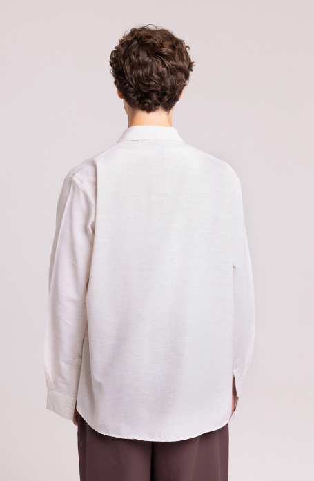 Cream Textured Cotton Shirt – Relaxed Fit