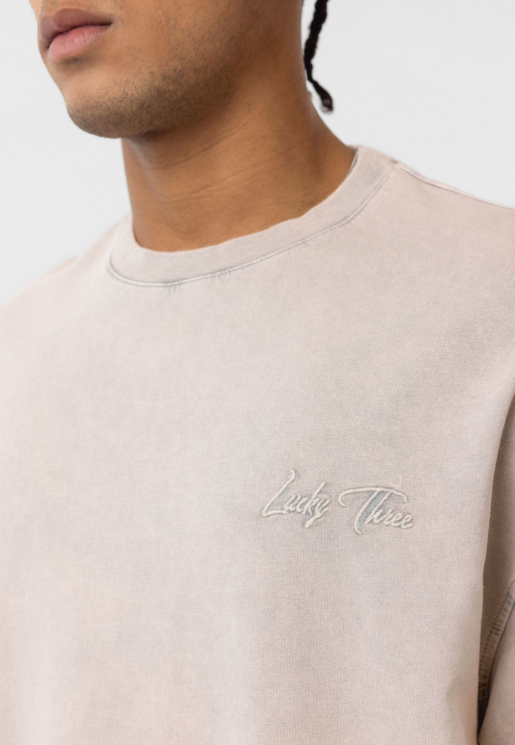 Washed Stone Oversized T-shirts – Soft Neutral Hue with Bold Back Graphic