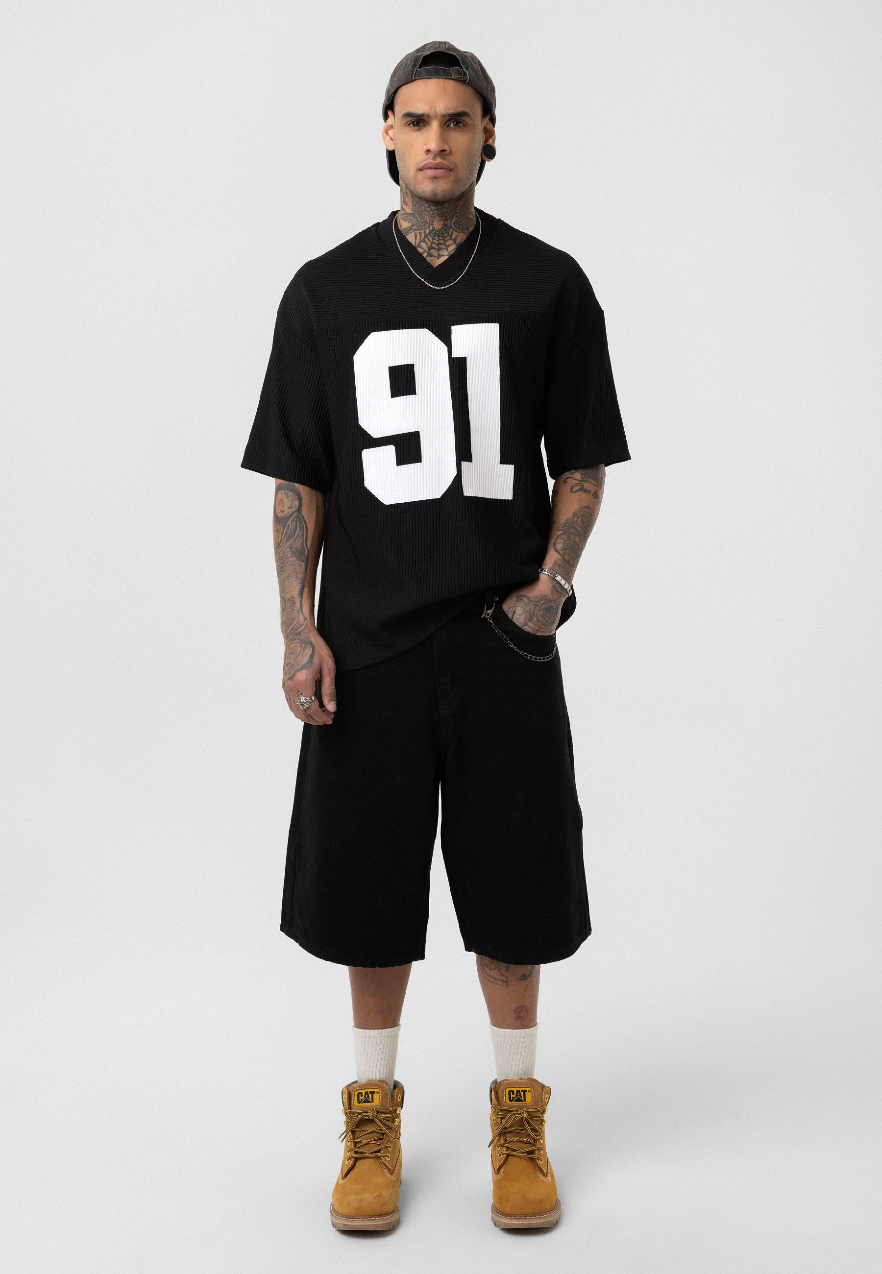 Matte Jet Black Oversized Ottoman-Texture T-shirts – Bold & Relaxed Urban Essential