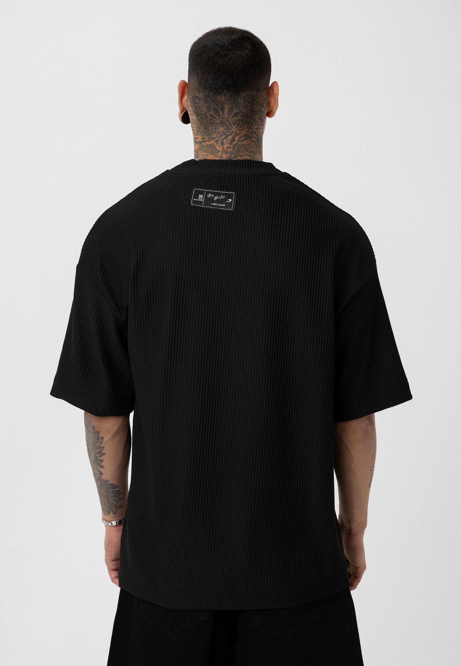 Matte Jet Black Oversized Ottoman-Texture T-shirts – Bold & Relaxed Urban Essential