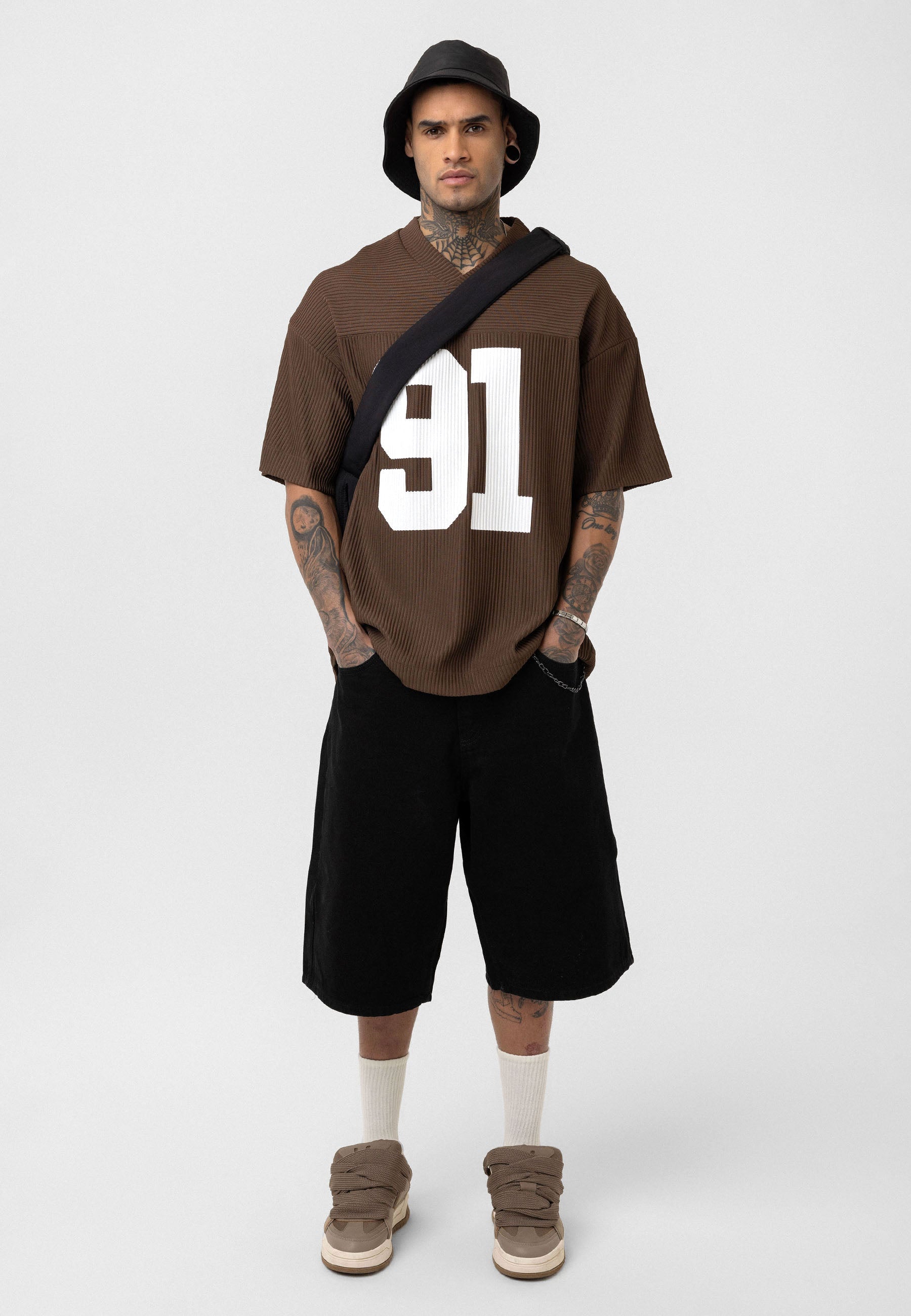 Rich Espresso Brown Oversized Ottoman-Texture T-shirts – Bold & Relaxed Urban Essential