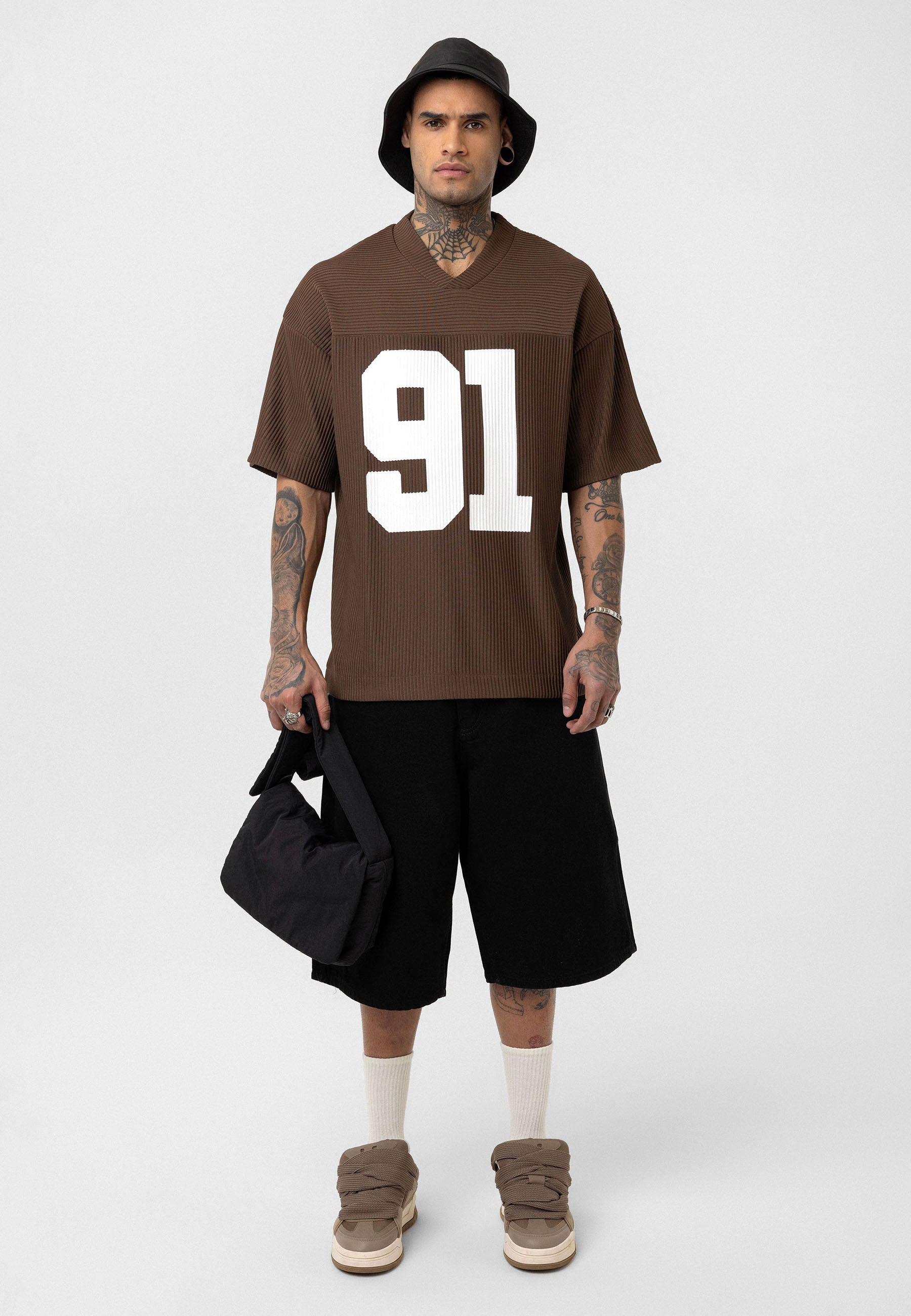 Rich Espresso Brown Oversized Ottoman-Texture T-shirts – Bold & Relaxed Urban Essential