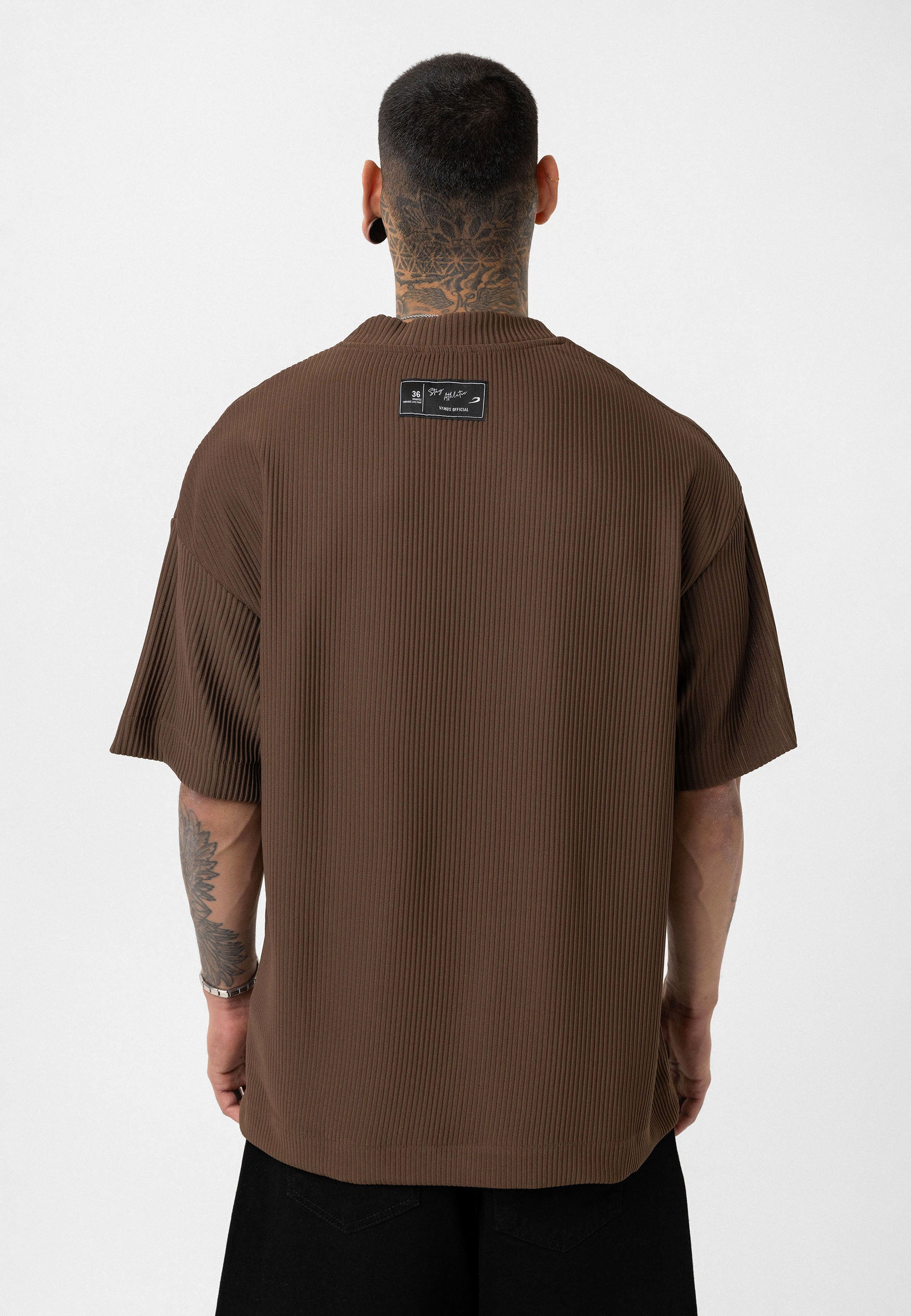 Rich Espresso Brown Oversized Ottoman-Texture T-shirts – Bold & Relaxed Urban Essential