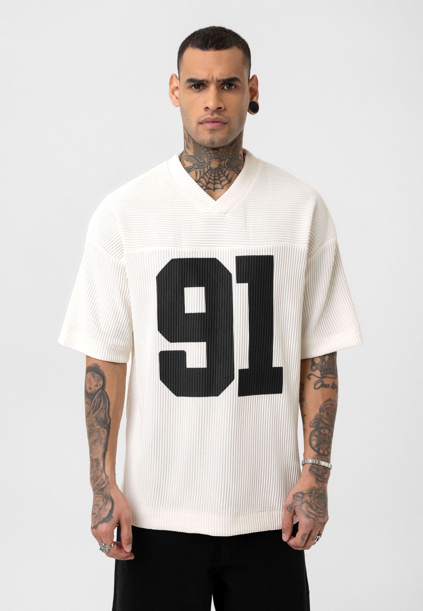 Rich Espresso White Oversized Ottoman-Texture T-shirts – Bold & Relaxed Urban Essential