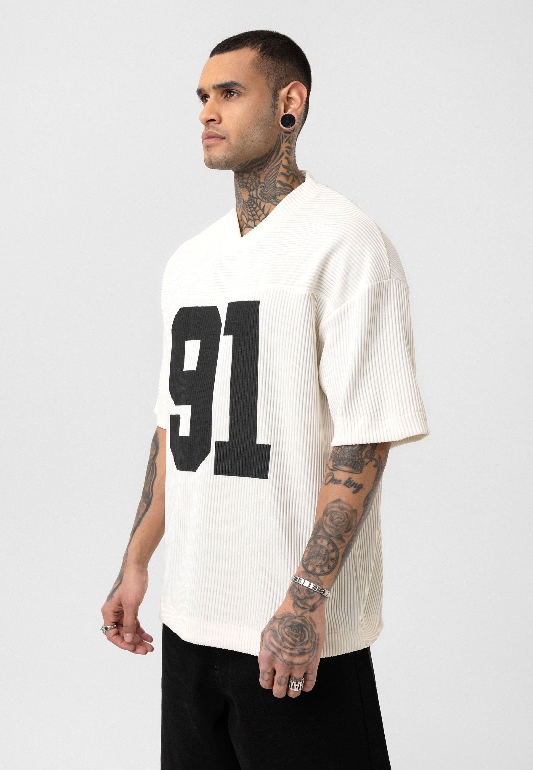 Rich Espresso White Oversized Ottoman-Texture T-shirts – Bold & Relaxed Urban Essential