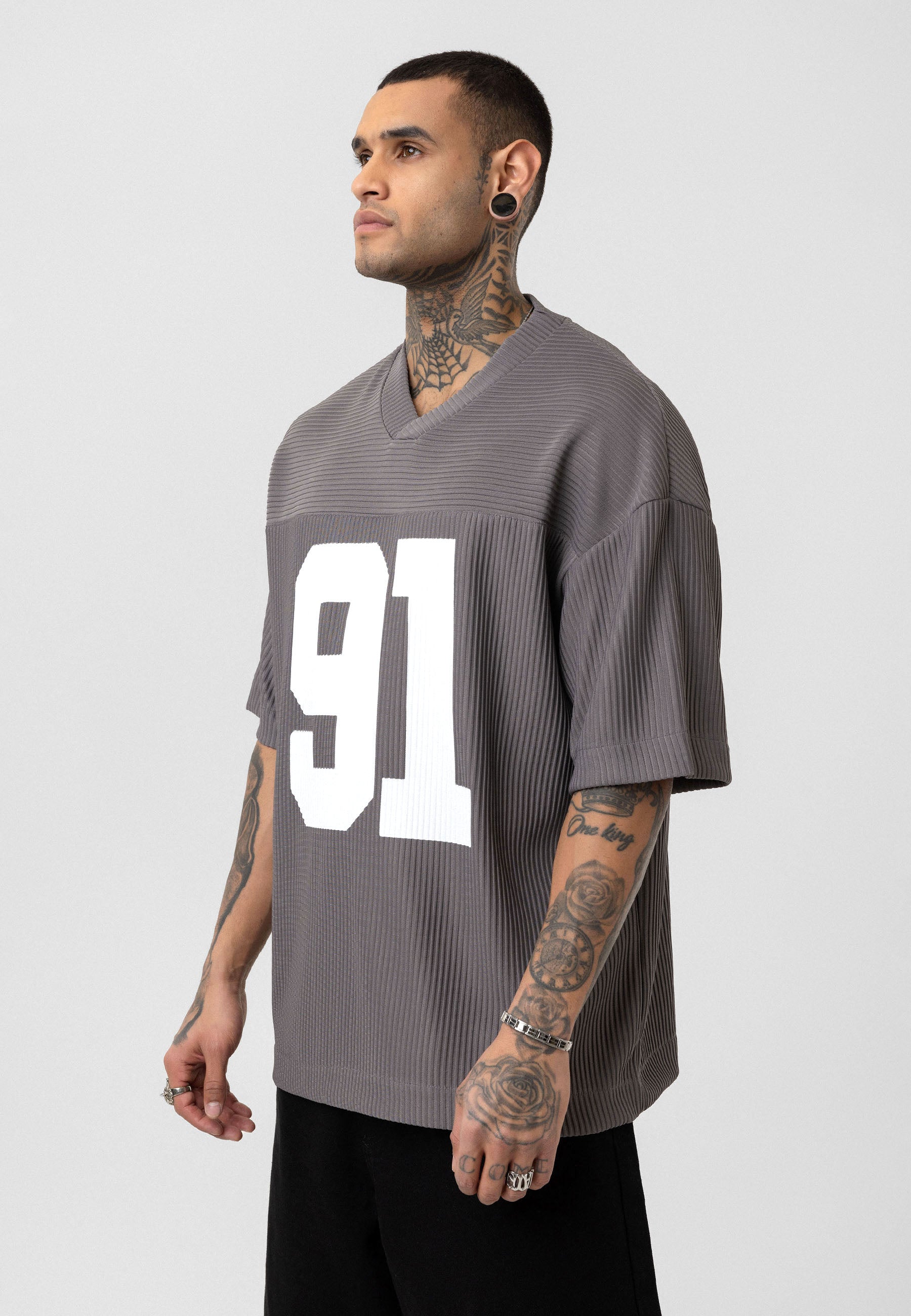Muted Khaki Oversized Ottoman-Texture T-shirts – Bold & Relaxed Urban Essential