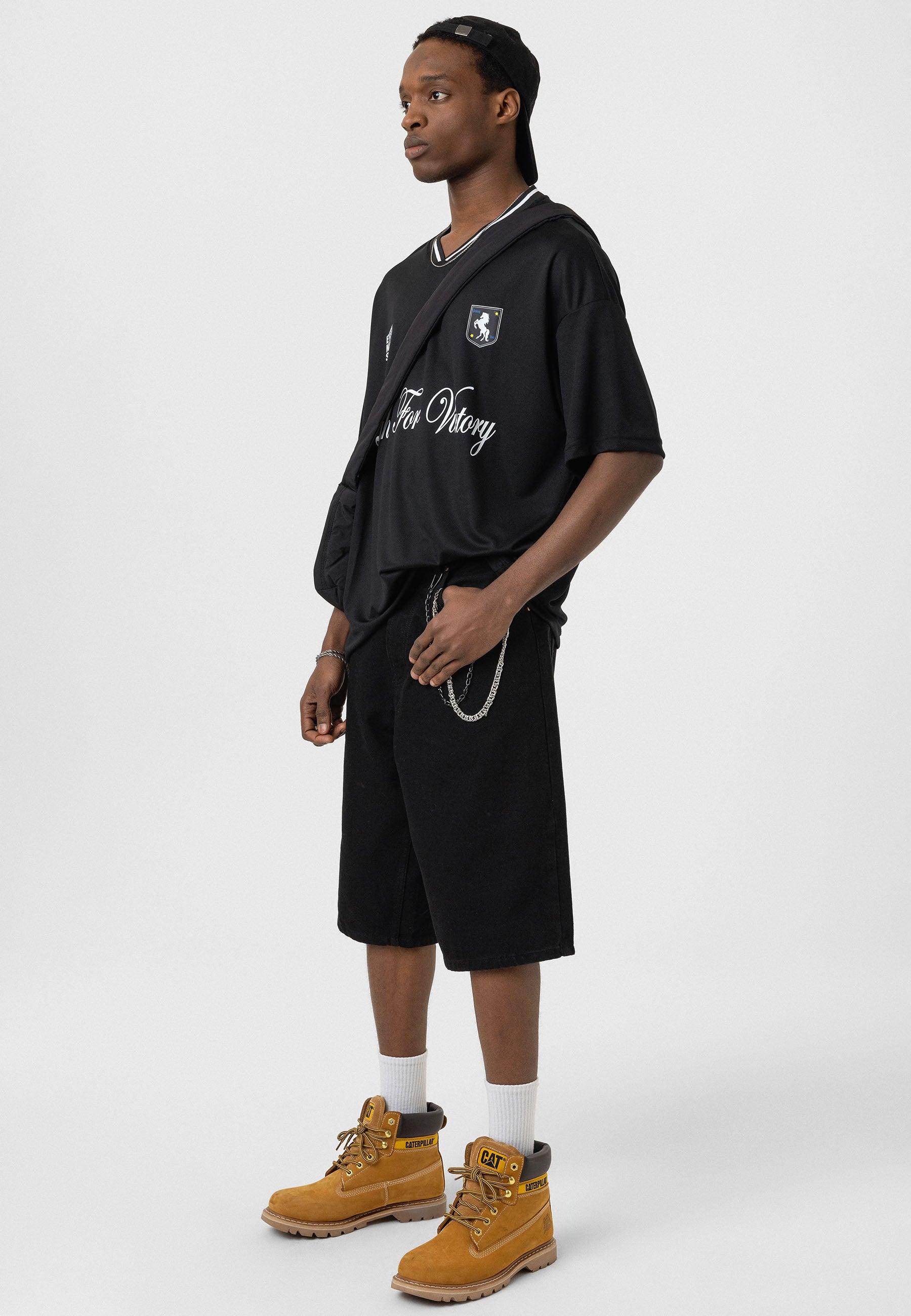 Bold Black Oversized "Fight For Victory" Jersey T-shirts – Sport-Inspired Streetwear