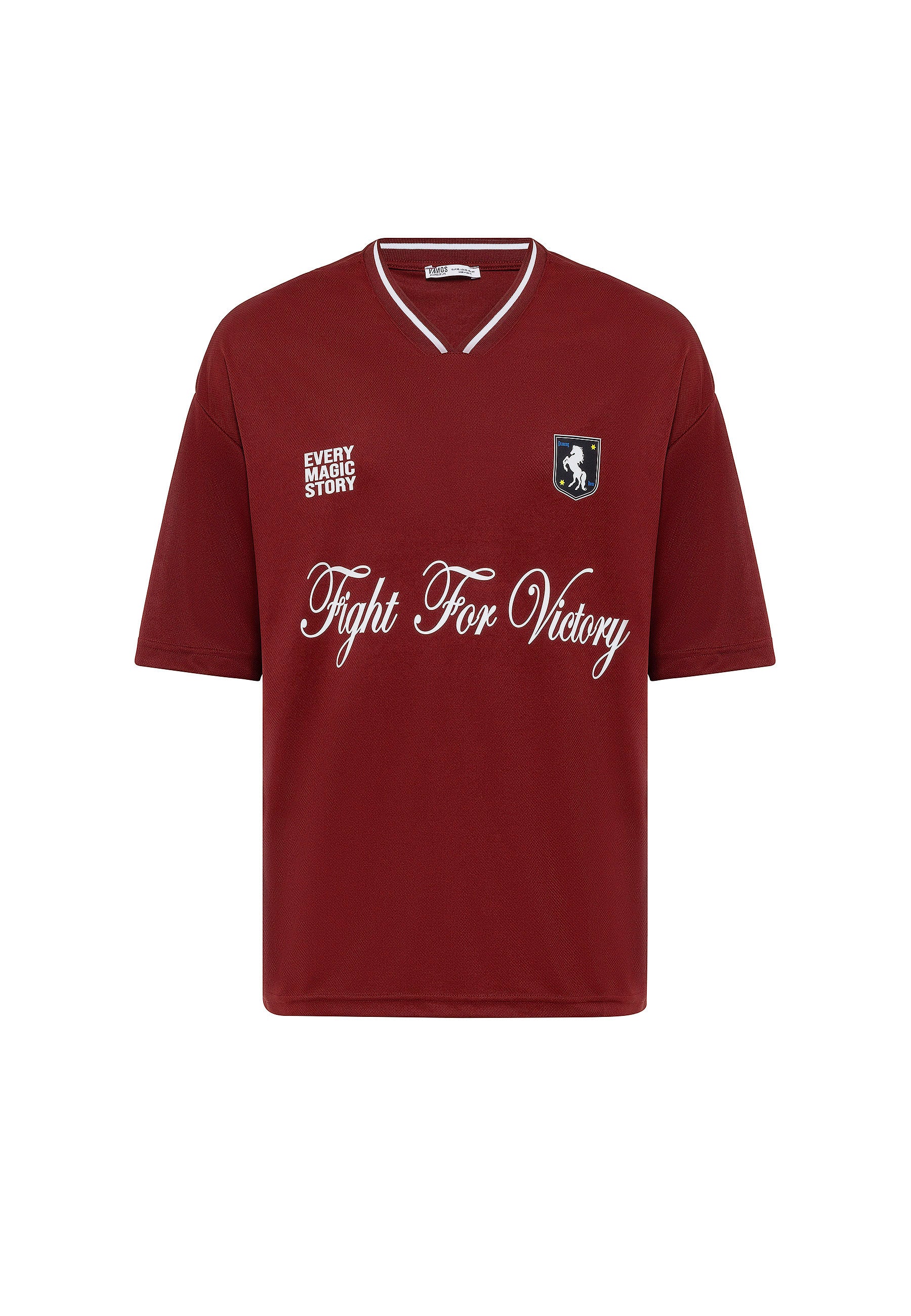 Rich Red Oversized “Fight for Victory” Jersey T-shirts – Sporty Street Edge