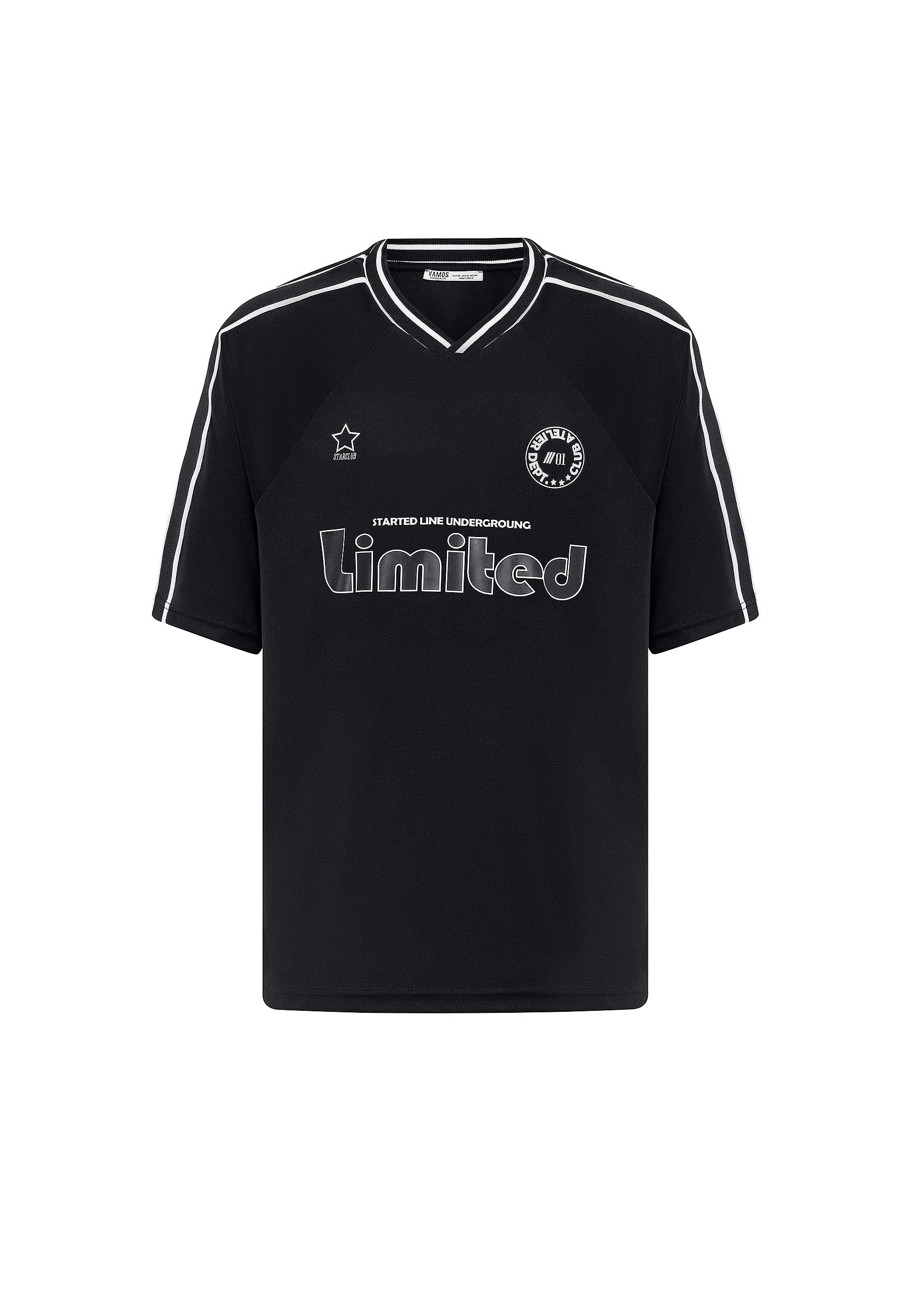 Midnight Black Printed Crew T‑Shirt – Classic Style with Graphic Accent