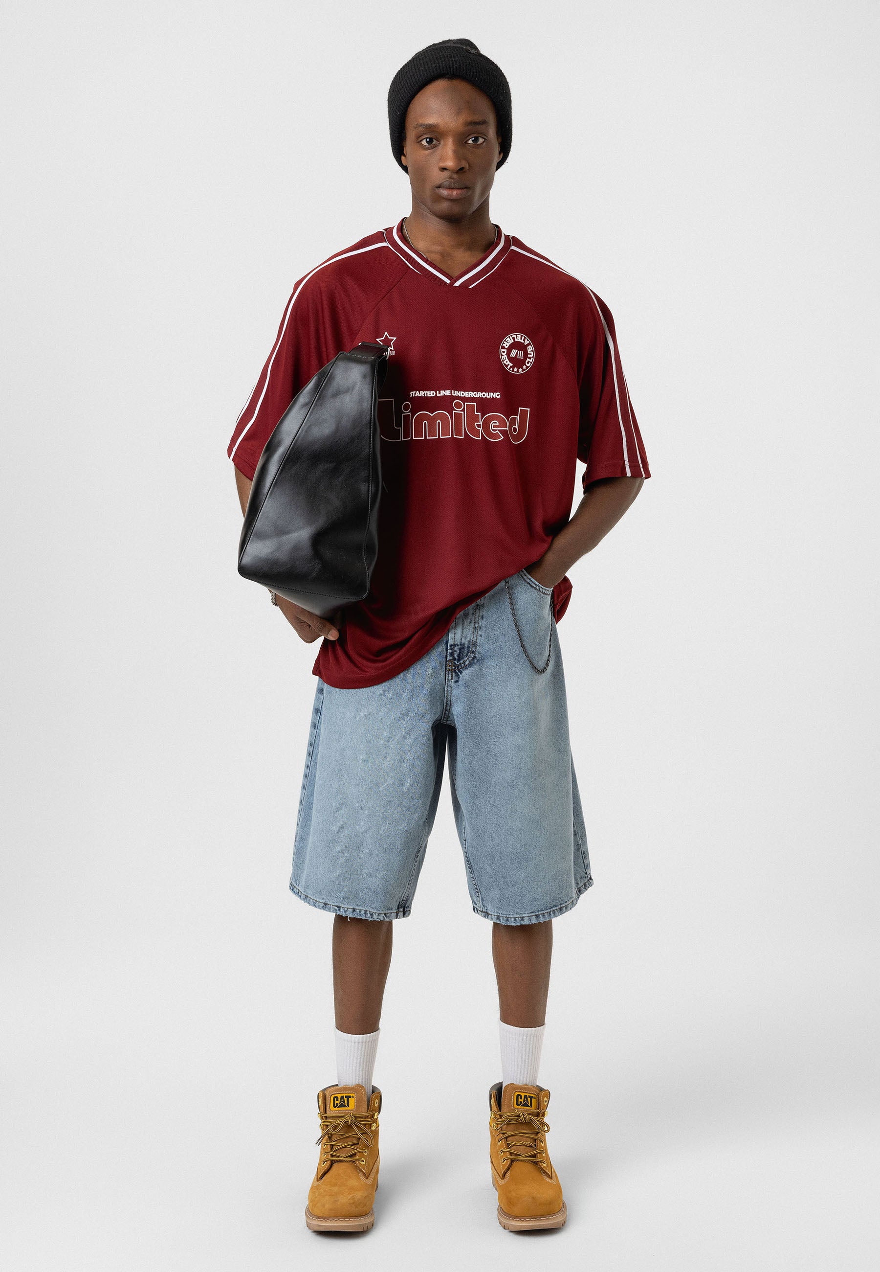 Deep Burgundy Oversized Jersey T-shirts – Sporty Edge with Relaxed Volume