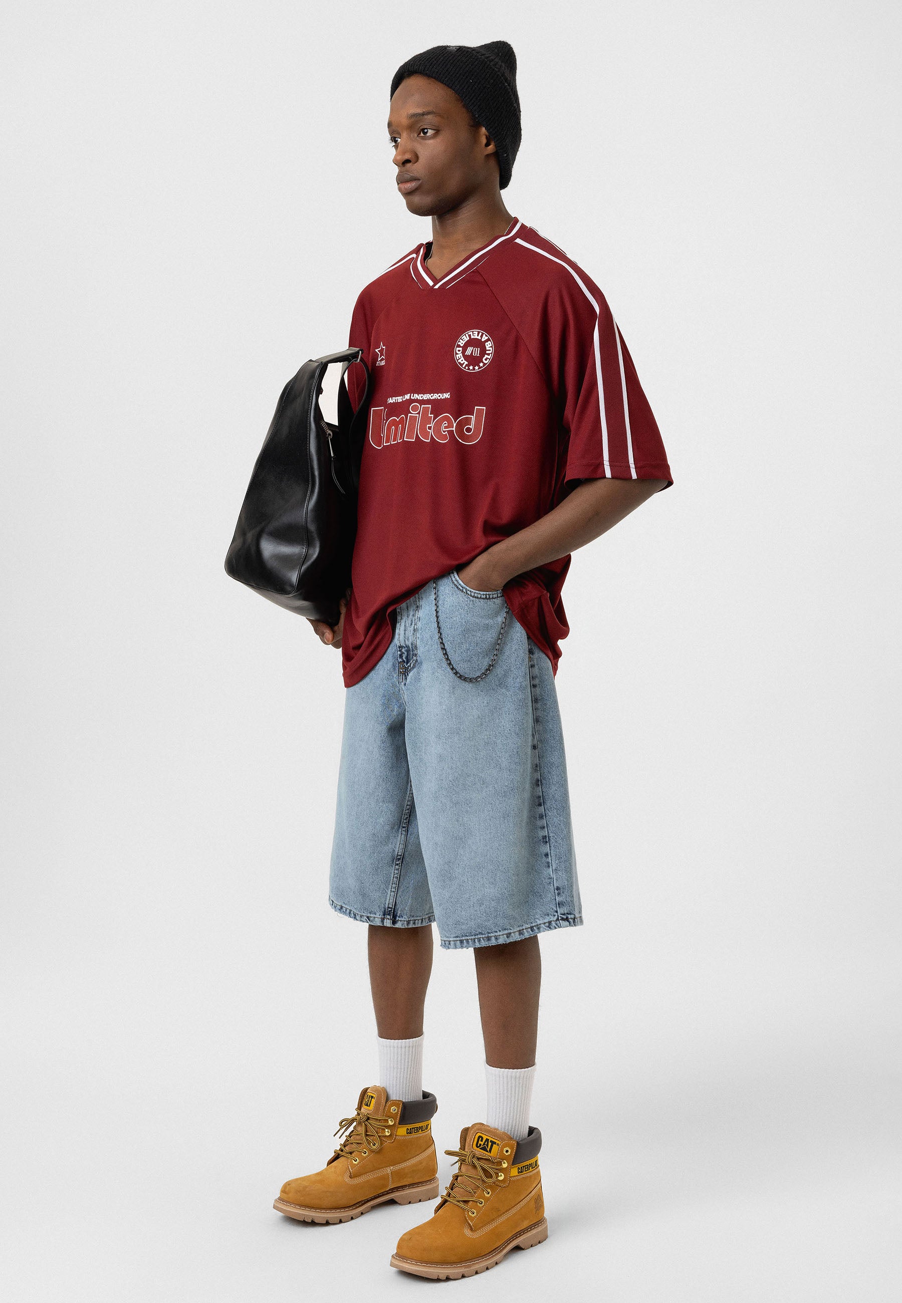 Deep Burgundy Oversized Jersey T-shirts – Sporty Edge with Relaxed Volume