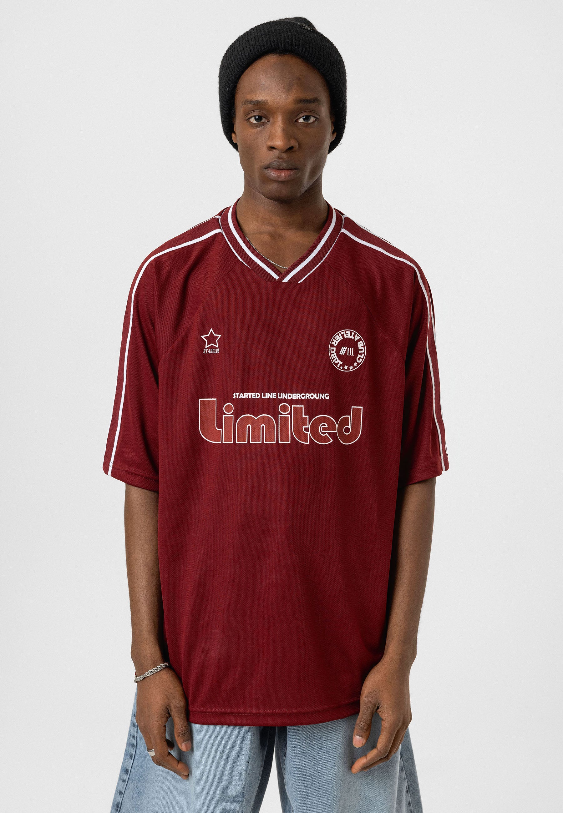 Deep Burgundy Oversized Jersey T-shirts – Sporty Edge with Relaxed Volume