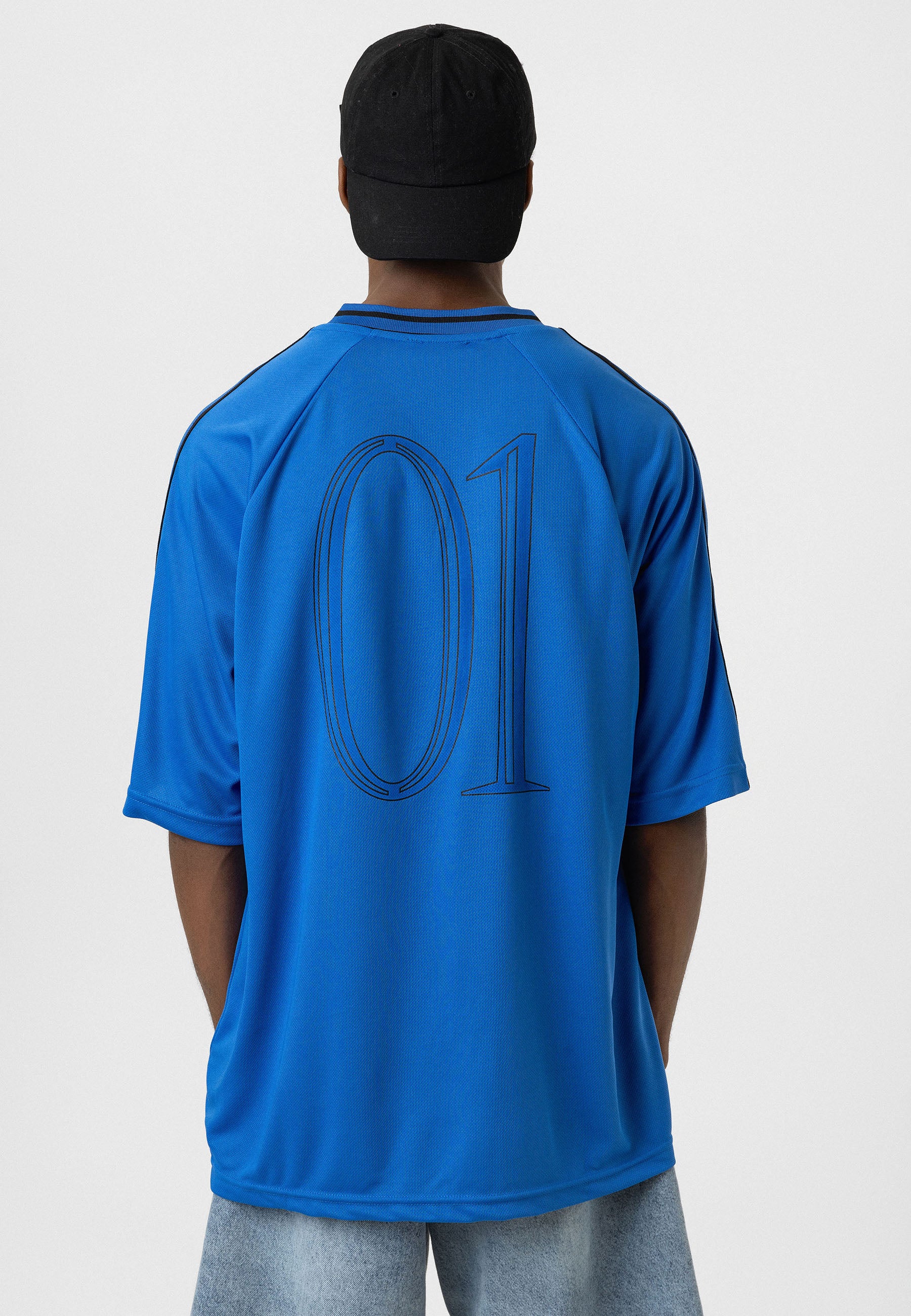 Vivid Saks Blue Oversized Jersey T-shirts – Bold Athletic Style with Comfort