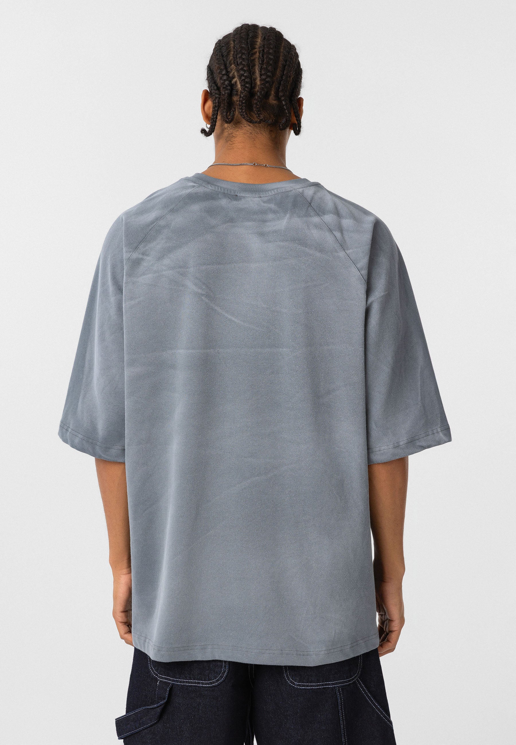 Light Gray Oversized Wash T-shirts – Subtle Texture with Statement Print
