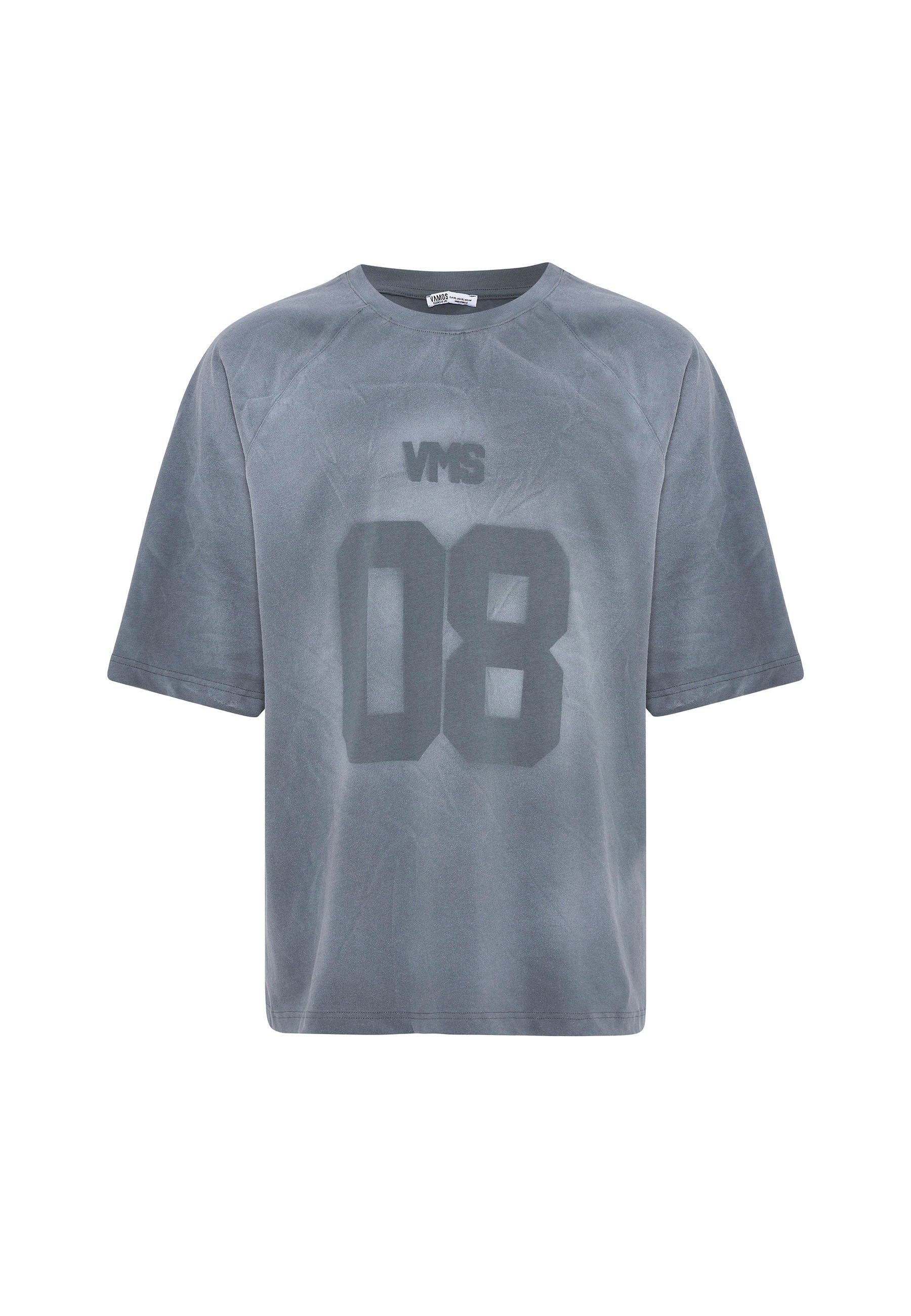 Light Gray Oversized Wash T-shirts – Subtle Texture with Statement Print