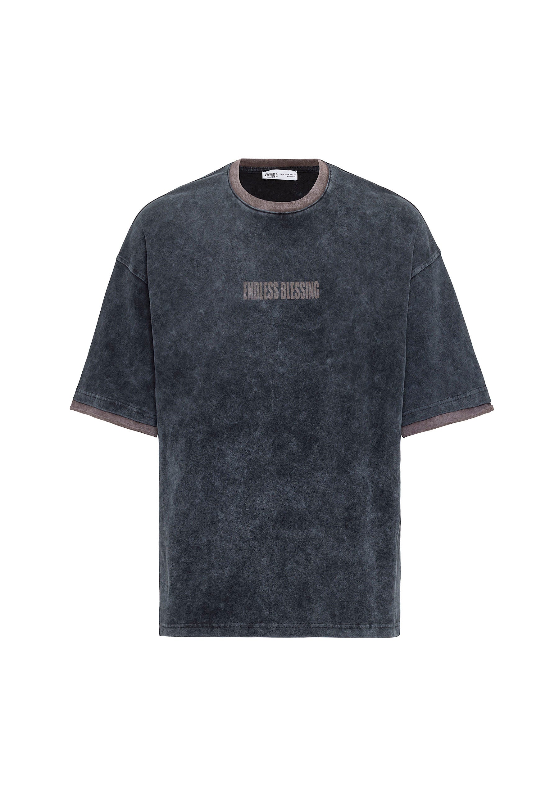 Charcoal Washed Oversized Distressed T-shirts Bold Logo Meets Raw Texture