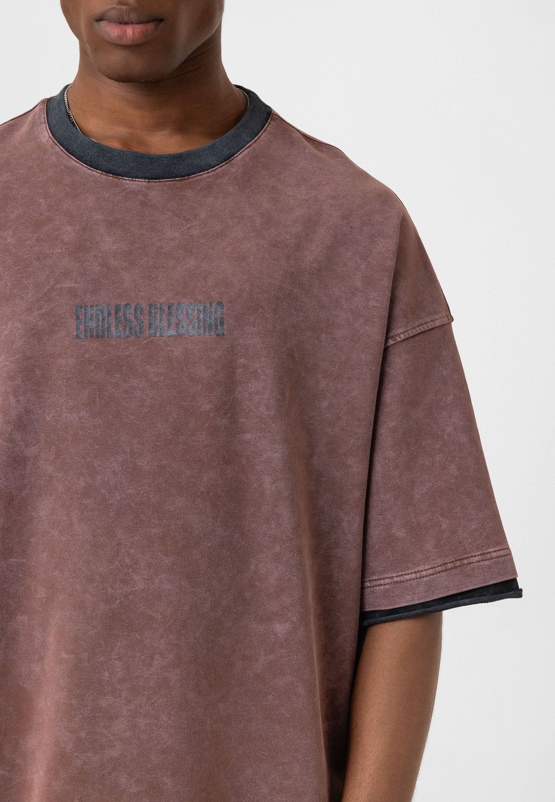 Charcoal Washed Oversized Distressed T-shirts Bold Logo Meets Raw Texture