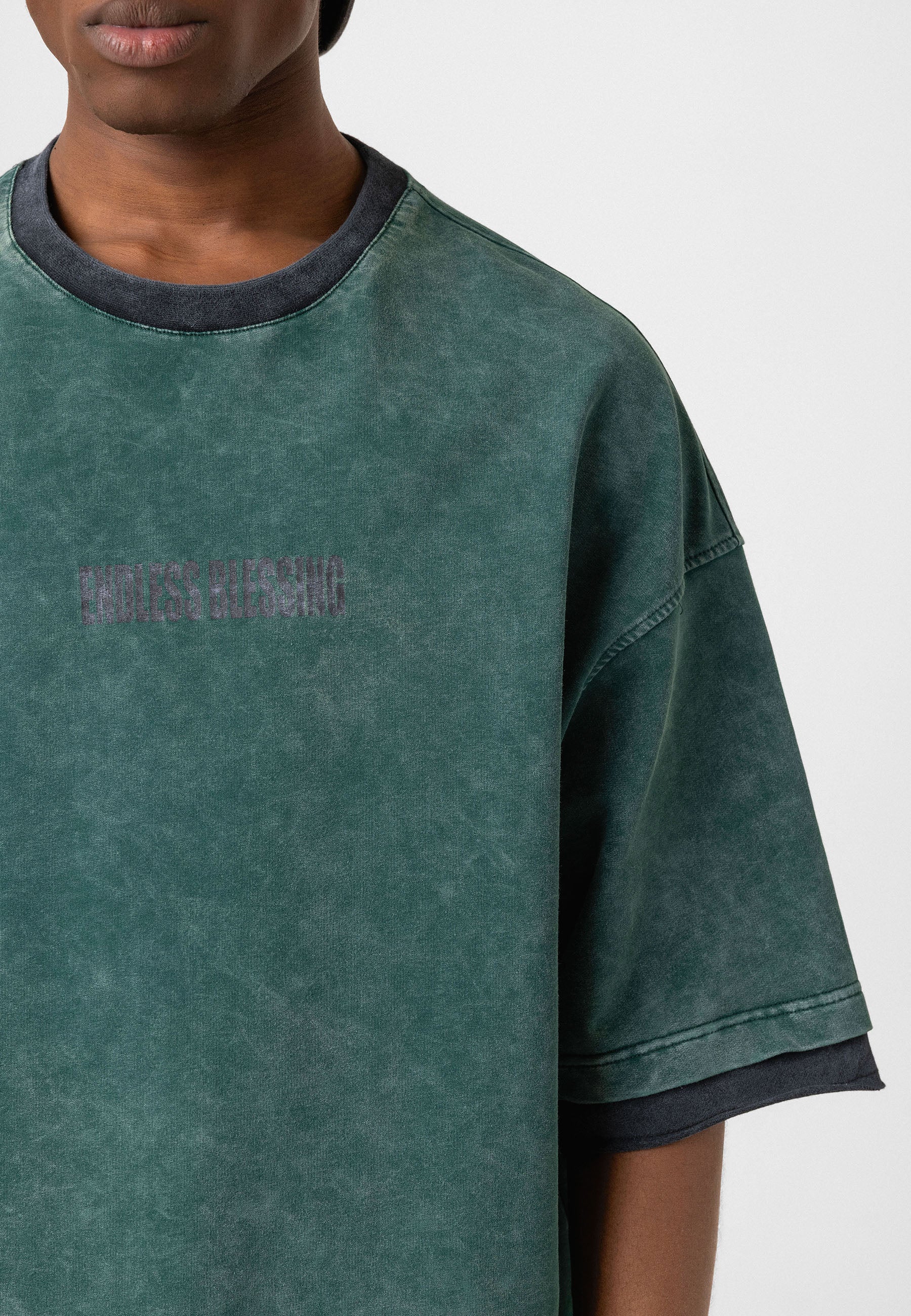 Charcoal Washed Oversized Distressed T-shirts Bold Logo Meets Raw Texture