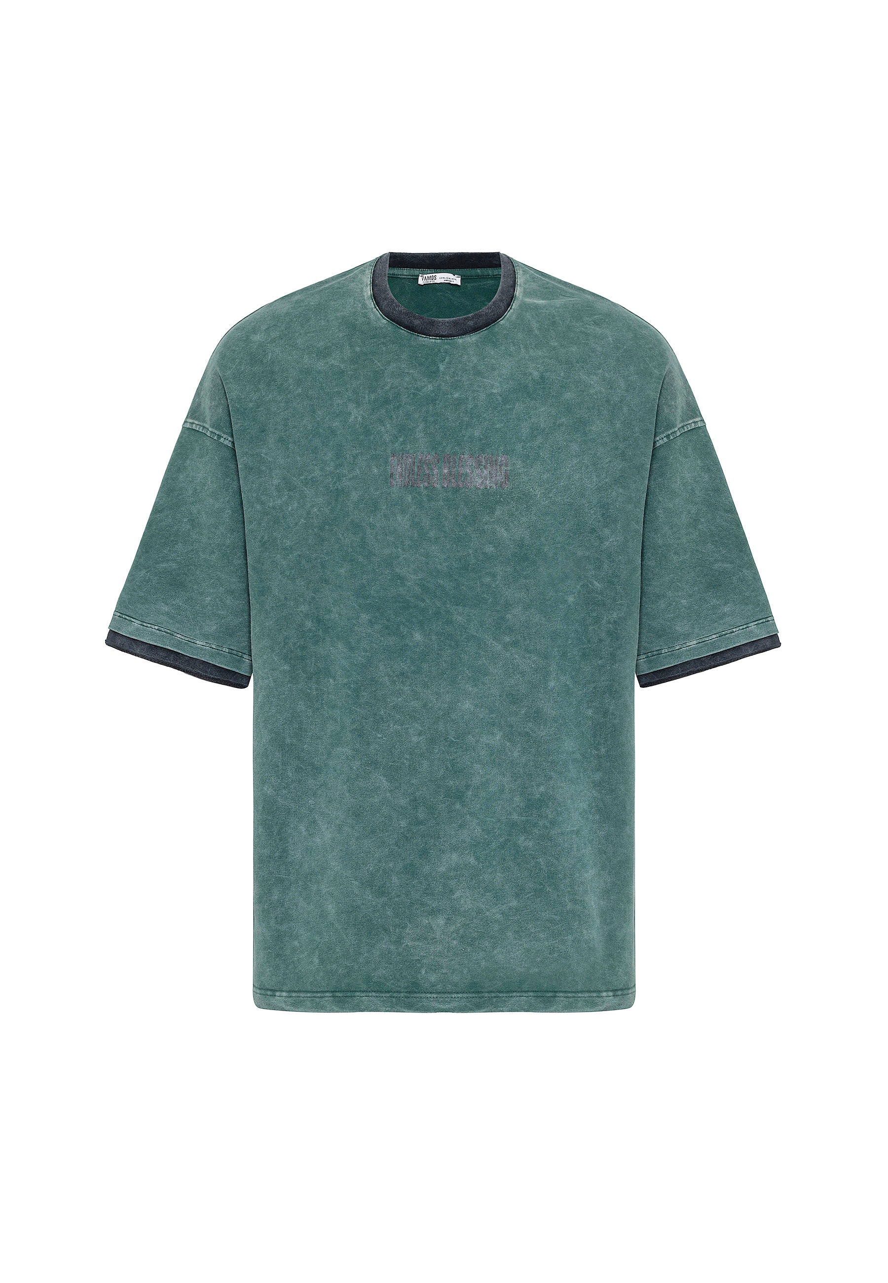 Charcoal Washed Oversized Distressed T-shirts Bold Logo Meets Raw Texture