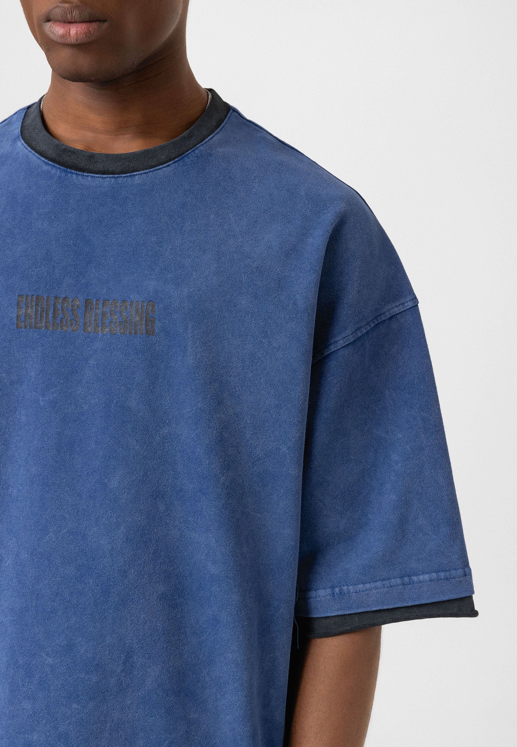 Charcoal Washed Oversized Distressed T-shirts Bold Logo Meets Raw Texture
