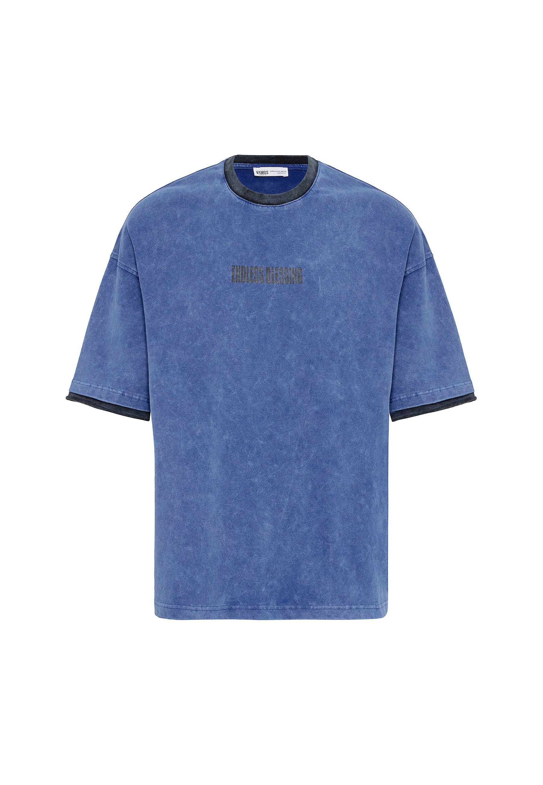 Charcoal Washed Oversized Distressed T-shirts Bold Logo Meets Raw Texture