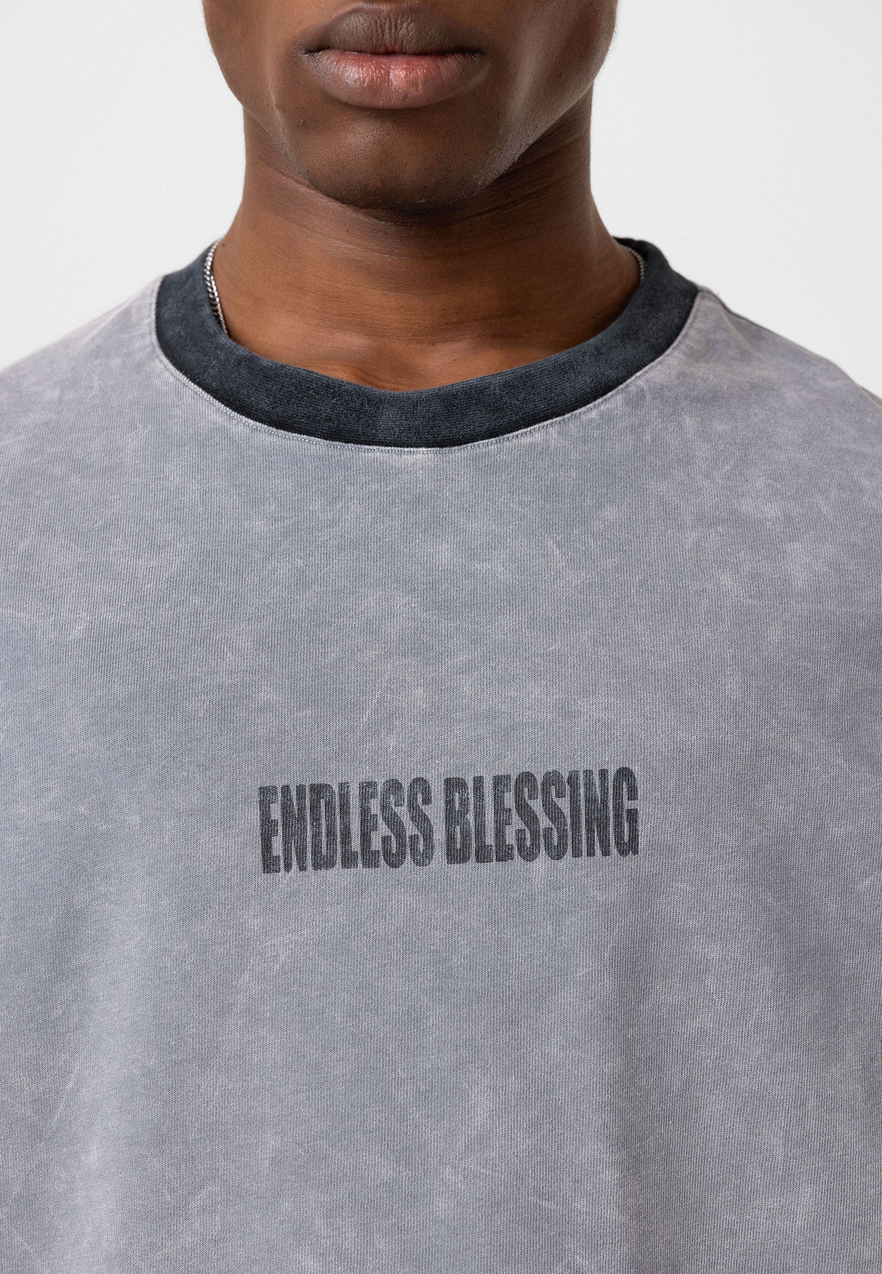 Charcoal Washed Oversized Distressed T-shirts Bold Logo Meets Raw Texture
